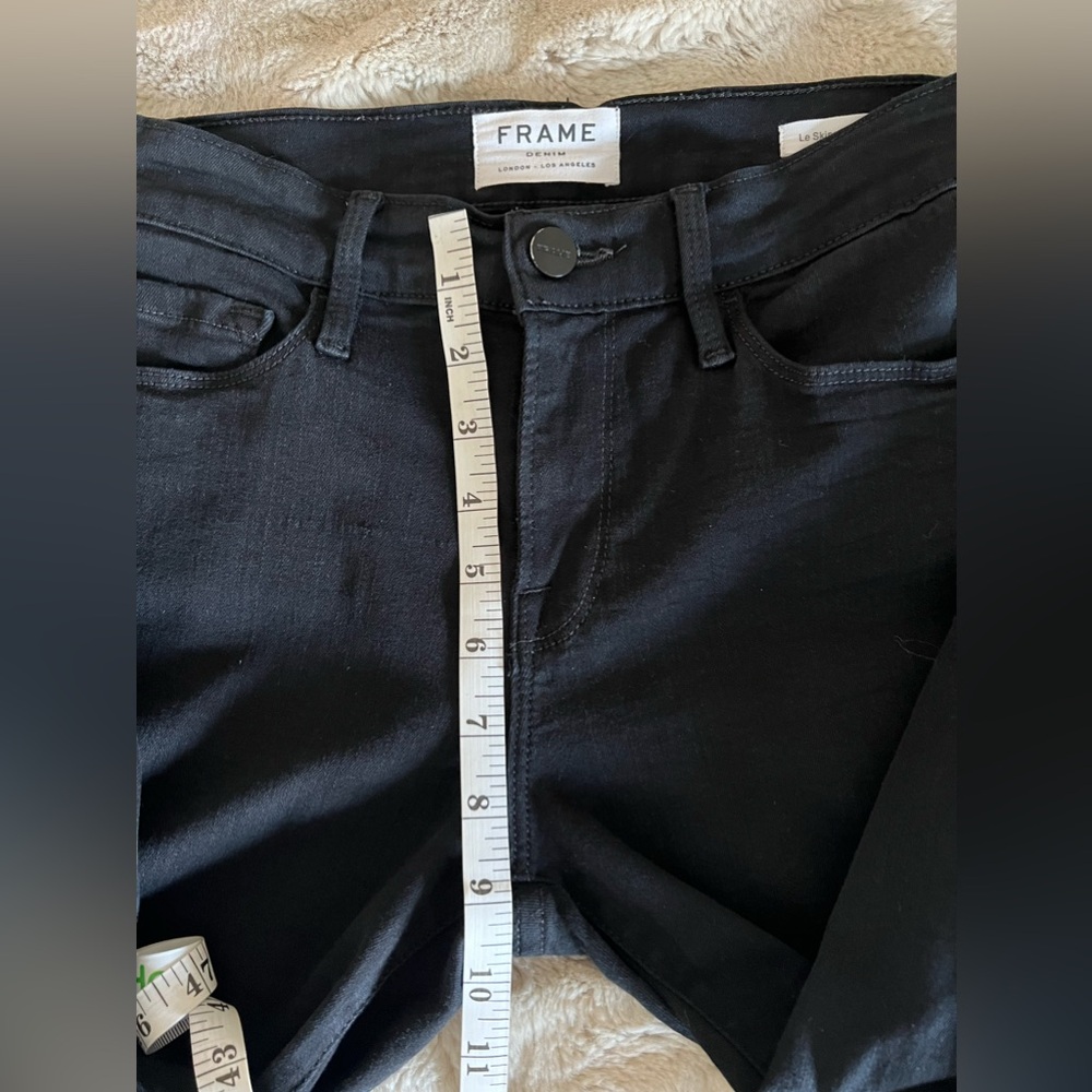 Frame Le Skinny de Jeans – Black Stretch Denim, Mid‑Rise, Women’s Size 26 - Picture 7 of 8